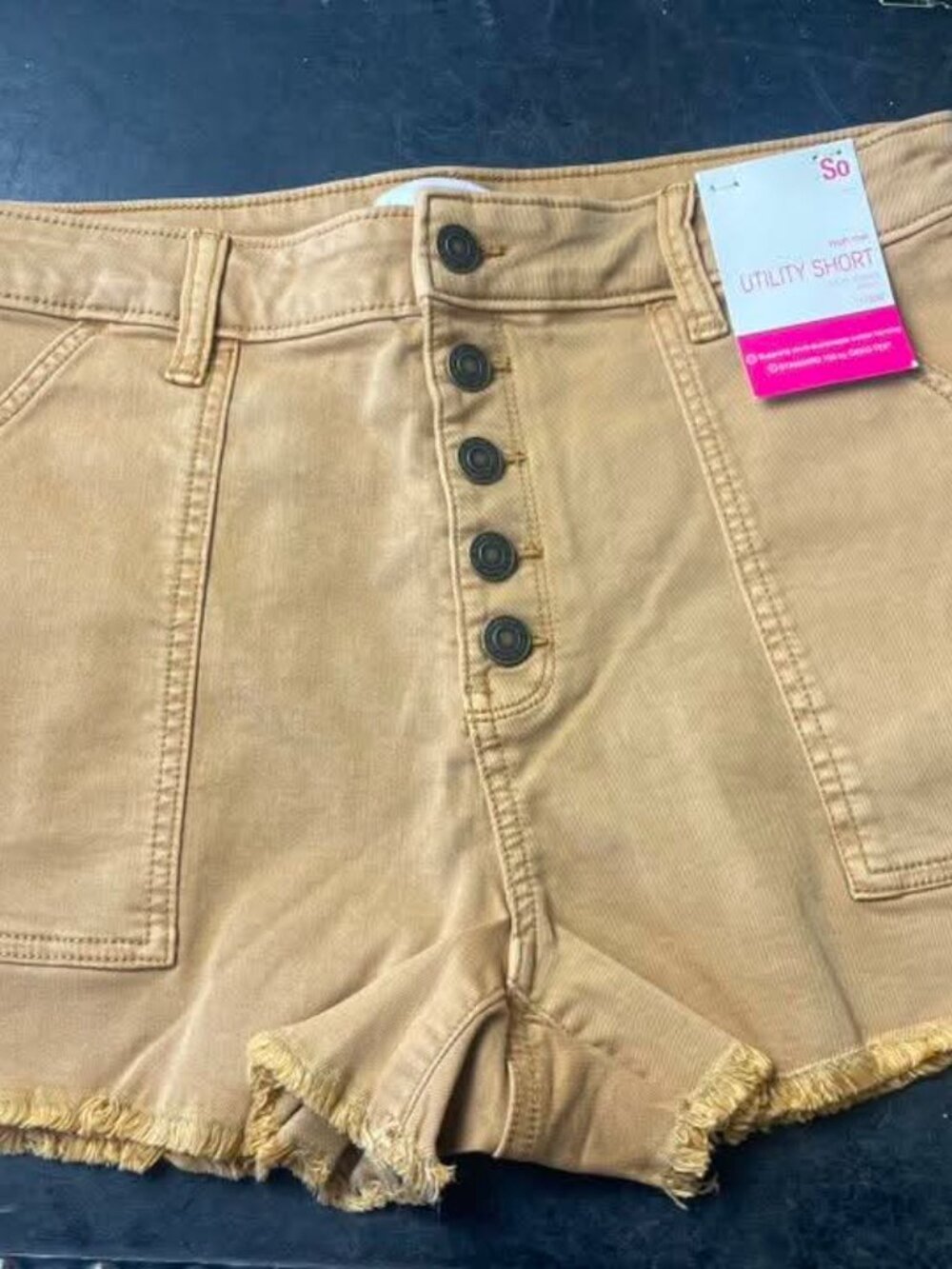 NWT So Juniors Tan Fray Hem Utility Shorts size 11
